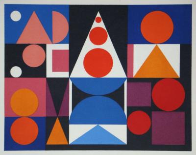 Auguste HERBIN - Composition sur le mot Fer Acier, 1949 - Sérigraphie originale en couleurs 2