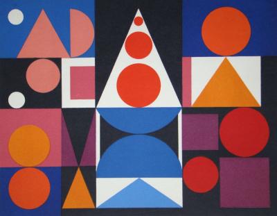 Auguste HERBIN - Composition sur le mot Fer Acier, 1949 - Sérigraphie originale en couleurs 2