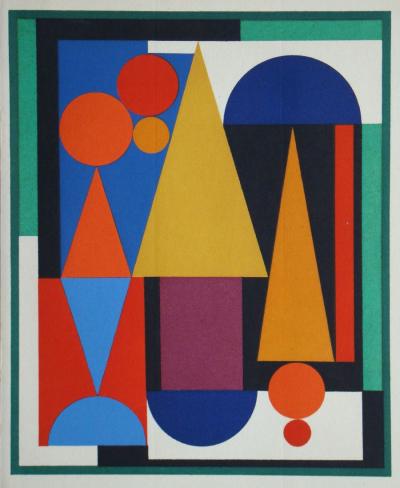 Auguste HERBIN - Composition sur le mot Fleur Fruit, 1949 - Sérigraphie originale en couleurs 2