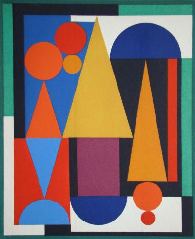 Auguste HERBIN - Composition sur le mot Fleur Fruit, 1949 - Sérigraphie originale en couleurs 2