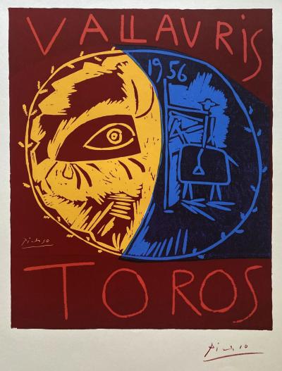 Pablo PICASSO - Toros Vallauris - Linogravure signée dans la planche 2