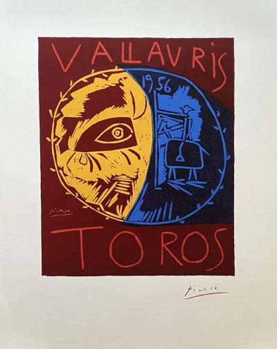 Pablo PICASSO - Toros Vallauris - Linogravure signée dans la planche