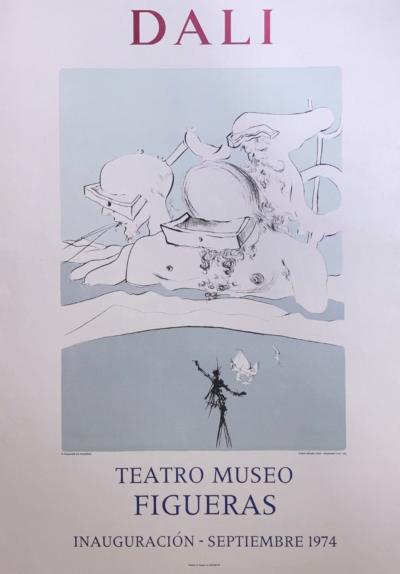 Salvador DALI - Les gros bonnets se jettent sur la table comme un mégot de cigarette, Teatro Museo Figueras, 1974, affiche lithographique 2