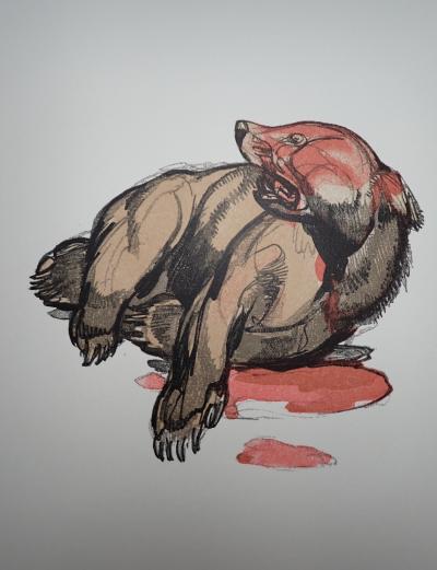 Paul JOUVE - L’ours blessé - Gravure sur bois 2