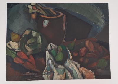 Charles Dufresne (d’après) : Nature morte aux paniers de fruits et légumes - Lithographie 2