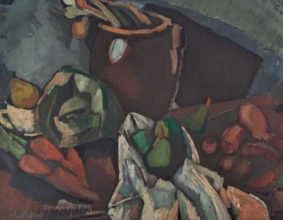 Charles Dufresne (d’après) : Nature morte aux paniers de fruits et légumes - Lithographie 2