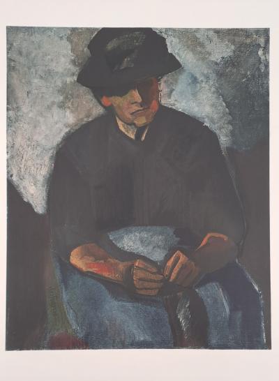 Charles Dufresne (d’après) : La vieille femme au tablier - Lithographie 2
