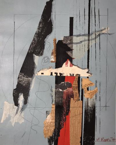 Martine ROSSET - Composition,1995 - Technique mixte signée 2