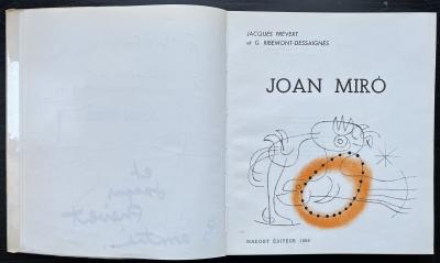 Joan MIRÓ - Dessin original signé dédicaces signées de PREVERT et de  RIBEMONT-DESSAIGNES 2