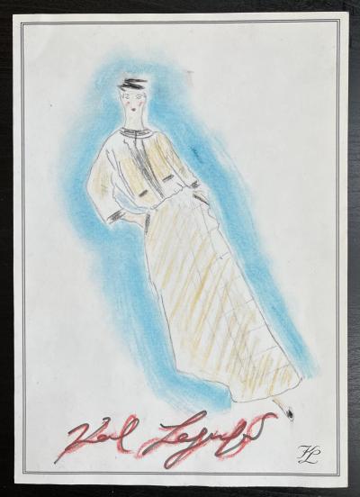 Karl LAGERFELD - Croquis  de mode - dessin original signé 2