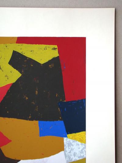 Serge POLIAKOFF - Composition brune, ocre, blanche et rouge, 1953 - Sérigraphie originale signée et datée 2