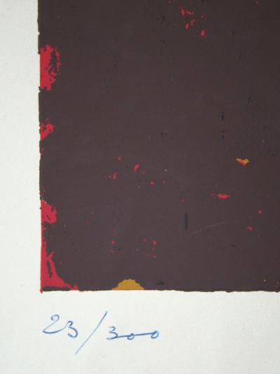 Serge POLIAKOFF - Composition brune, ocre, blanche et rouge, 1953 - Sérigraphie originale signée et datée 2