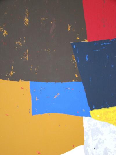 Serge POLIAKOFF - Composition brune, ocre, blanche et rouge, 1953 - Sérigraphie originale signée et datée 2