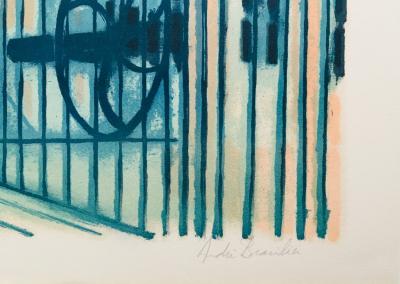 André BRASILIER - The courtyard of the Estate, 1980 - Lithograph signed in pencil 2