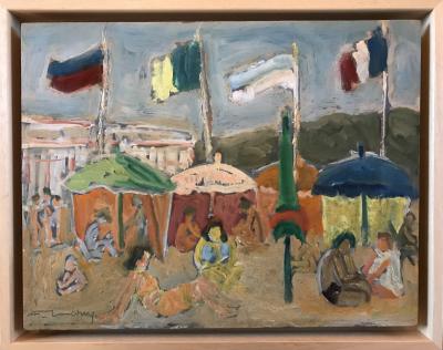 Fernand LARUE - La plage de Deauville - Huile sur toile signée 2
