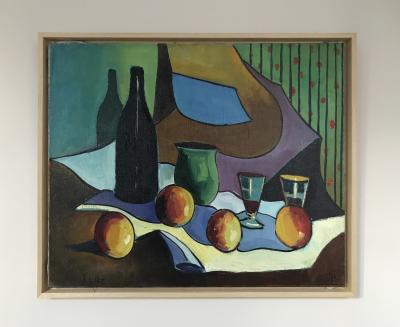 Jac LAUBÉ - Nature morte aux pommes,1941 - Huile sur toule signée 2