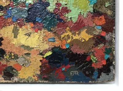 René MARIE - Composition , 1956 - Huile sur toile marouflé sur manneau signée 2