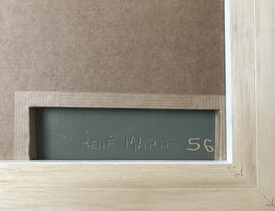 René MARIE - Composition , 1956 - Huile sur toile marouflé sur manneau signée 2
