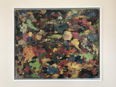 René MARIE - Composition , 1956 - Huile sur toile marouflé sur manneau signée 2