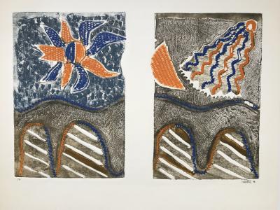 Loutre B - Le pont , circa 1990 - Gravure au carborundum signée au crayon 2