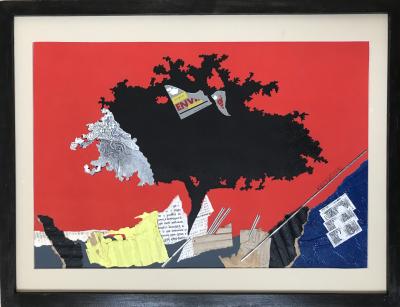 Martine ROSSET - Composition à l’arbre ,1970 - Technique mixte signėe 2