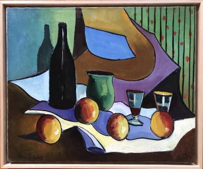 Jac LAUBÉ - Nature morte aux pommes,1941 - Huile sur toule signée 2