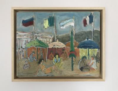 Fernand LARUE - La plage de Deauville - Huile sur toile signée 2