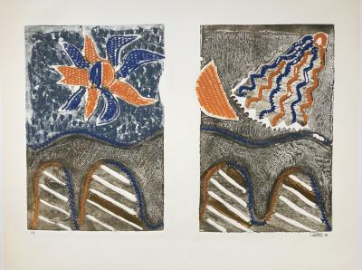 Loutre B - Le pont , circa 1990 - Gravure au carborundum signée au crayon 2