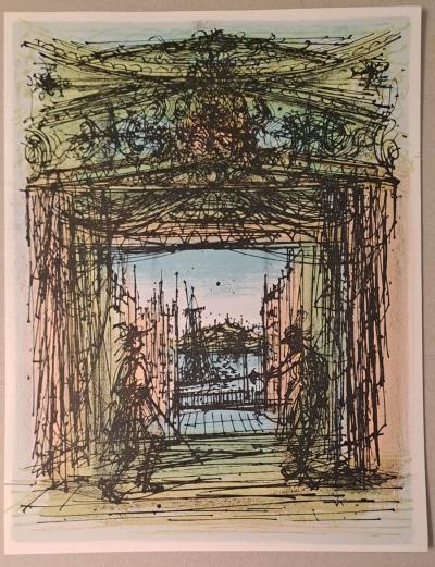 Jean Carzou - Scène de théâtre  - Lithographie originale 2