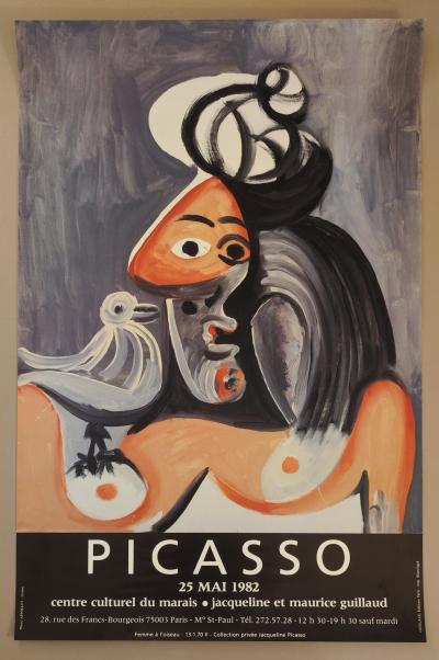 Pablo PICASSO - Femme à l’oiseau - Affiche d’exposition originale, 1982 2