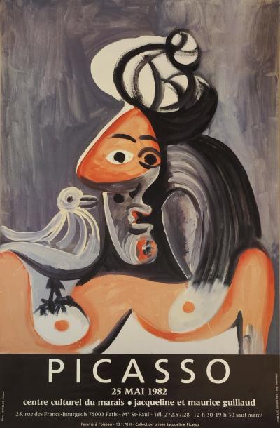 Pablo PICASSO - Femme à l’oiseau - Affiche d’exposition originale, 1982 2