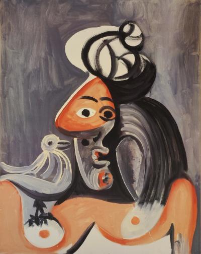 Pablo PICASSO - Femme à l’oiseau - Affiche d’exposition originale, 1982 2