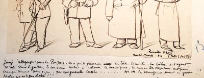 Ricardo Flores, Une victime des taxis autos , dessin signé, 1911 2
