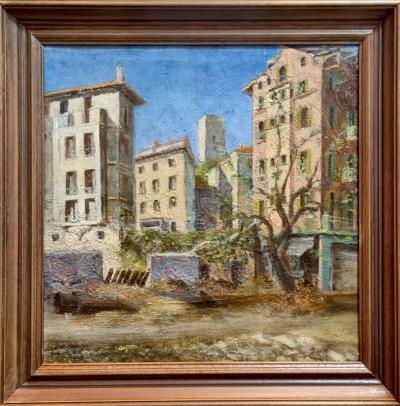 Charles Ripault, Cannes - Place Massuque, huile sur toile, 1944 2