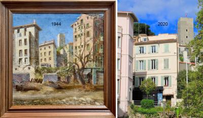 Charles Ripault, Cannes - Place Massuque, huile sur toile, 1944 2