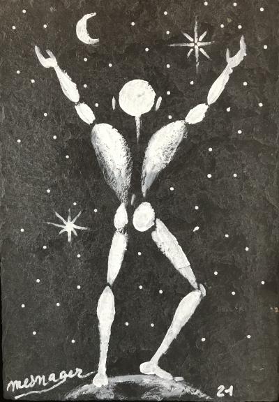 Jérôme MESNAGER - Planète terre ,2021- Acrylique sur ardoise signée