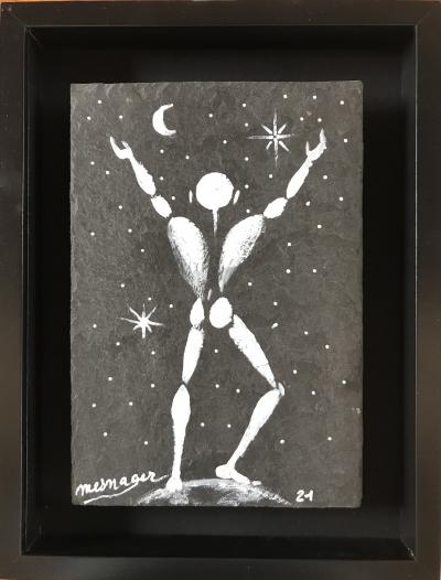 Jérôme MESNAGER - Planète terre ,2021- Acrylique sur ardoise signée 2