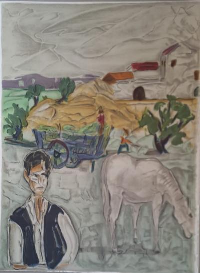 Toussaint d’Orcino - La récolte du foin - Lithographie originale 2