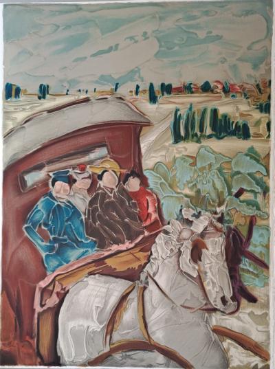 Toussaint d’Orcino - La voiture à cheval - Lithographie originale 2