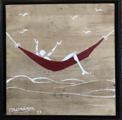 Jérôme MESNAGER - Hamac , 2021 - Acrylique sur bois signée 2