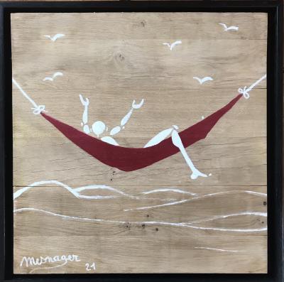 Jérôme MESNAGER - Hamac , 2021 - Acrylique sur bois signée 2