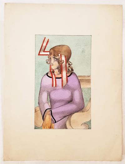 Joseph Csaky - Young girl - Signed drawing, circa 1922 2