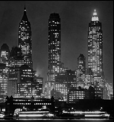 Andreas Feininger (d’après) - Downtown Manhattan at Night - Affiche offset 2