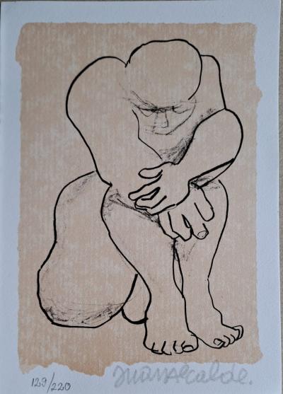 Juan Alcalde - Femme assise au soleil - Lithographie signée et numérotée