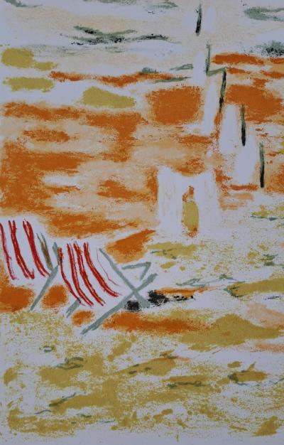 Jules Cavailles - Sur la plage - Lithographie originale 2