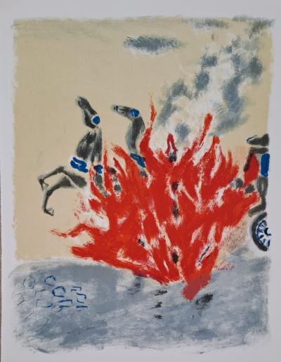 Jules Cavailles - Les flammes - Lithographie originale 2