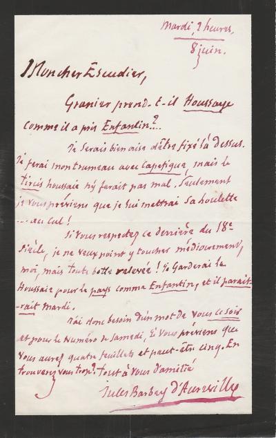 Jules BARBEY D’AUREVILLY – Lettre autographe signée 2