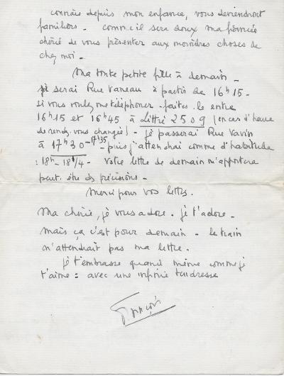 François MITTERRAND – Lettre autographe signée à son amante Catherine Langeais 2