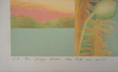 Pierre GARCIA-FONS : Nature morte vue sur le lac - Lithographie originale signée et dédicacée 2