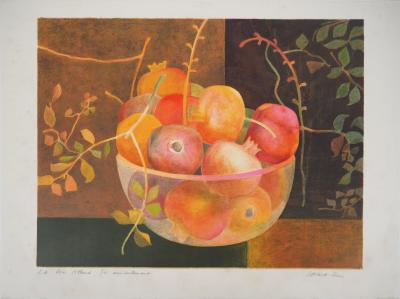 Pierre GARCIA-FONS : Grenades dans un bol - Lithographie originale signée et dédicacée 2